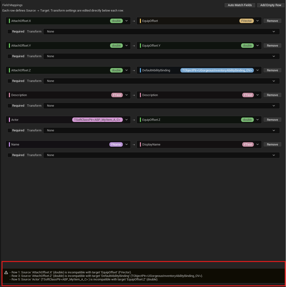 Schema Mapping Asset Editor - Diagnostics