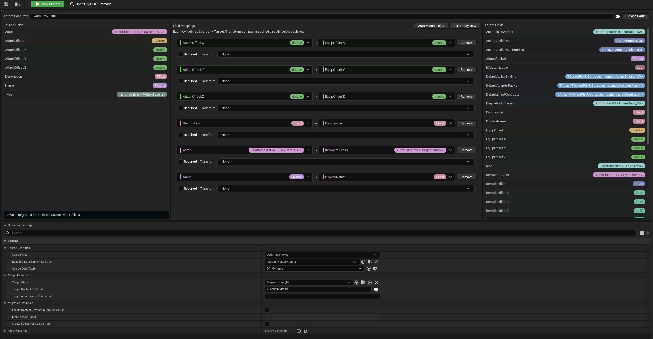 Schema Mapping Asset Editor