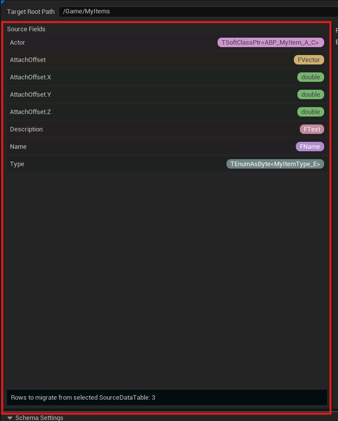 Schema Mapping Asset Editor - Source